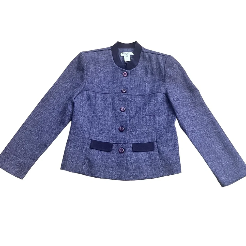 1980’s Vintage Chic Structured Purple Blazer with‎ Button Down Front, Medium 10P